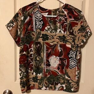 Elegant Patchwork Short Sleeve Top